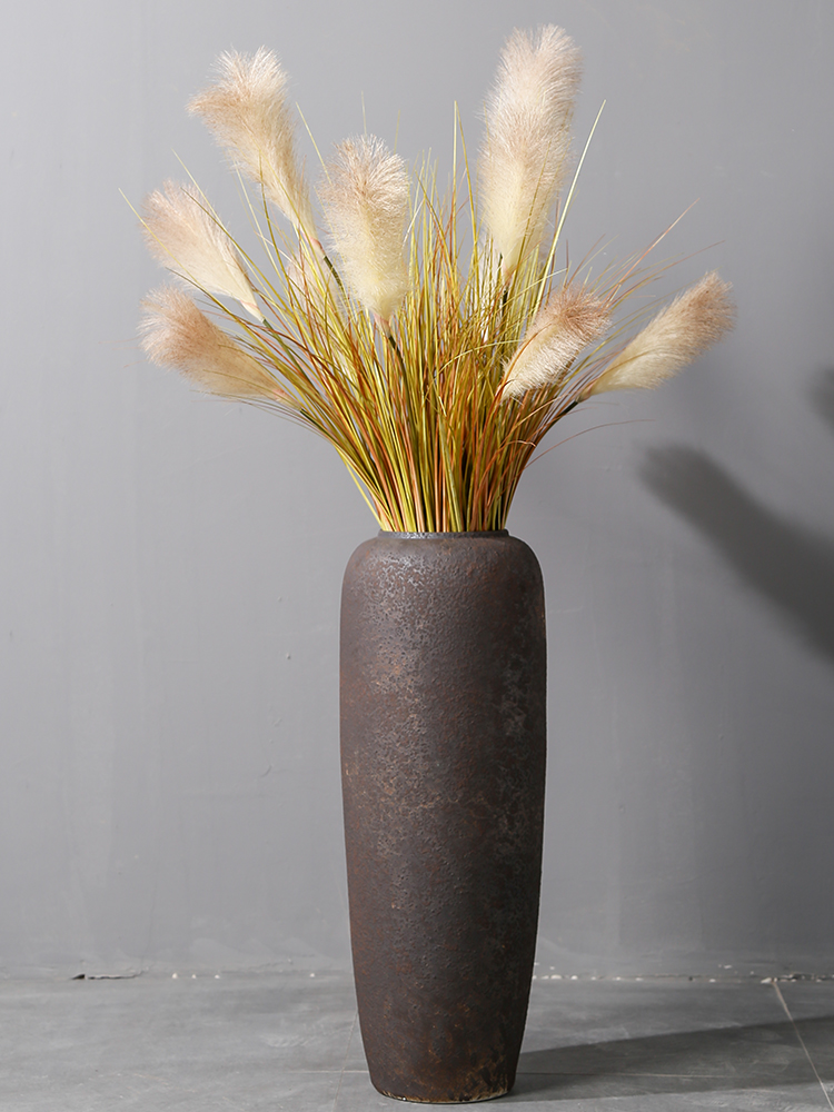Jingdezhen ground vase large Chinese style restoring ancient ways is plugged into the dried coarse pottery sitting room hotel villa clay ceramic furnishing articles