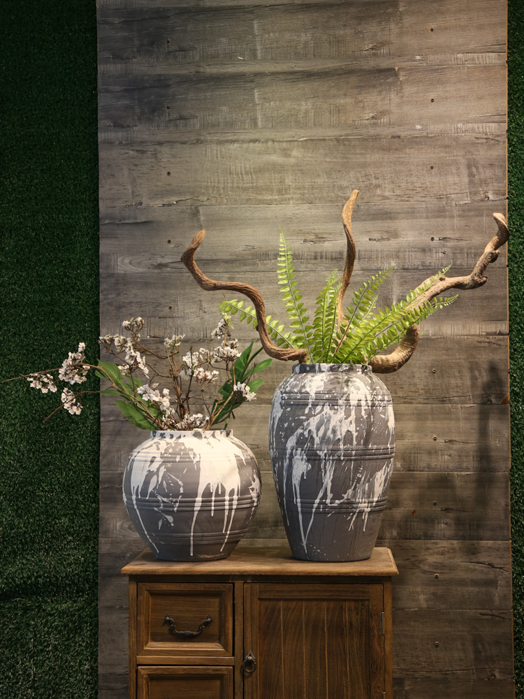 Jingdezhen checking retro mesa vase teahouse adornment between example simulation flower, dried flower flower ceramic big furnishing articles