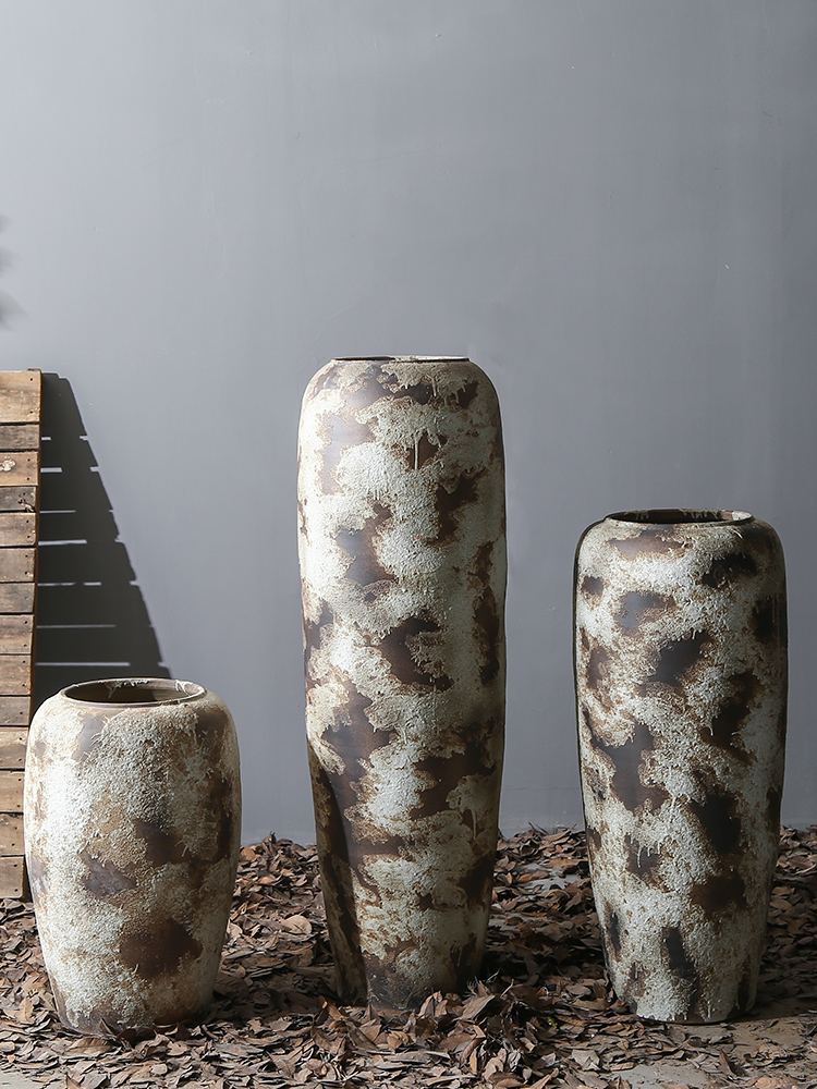 Retro coarse TaoHua implement hotel villa floor ceramic large vases, flowers simulation between example floral decoration furnishing articles