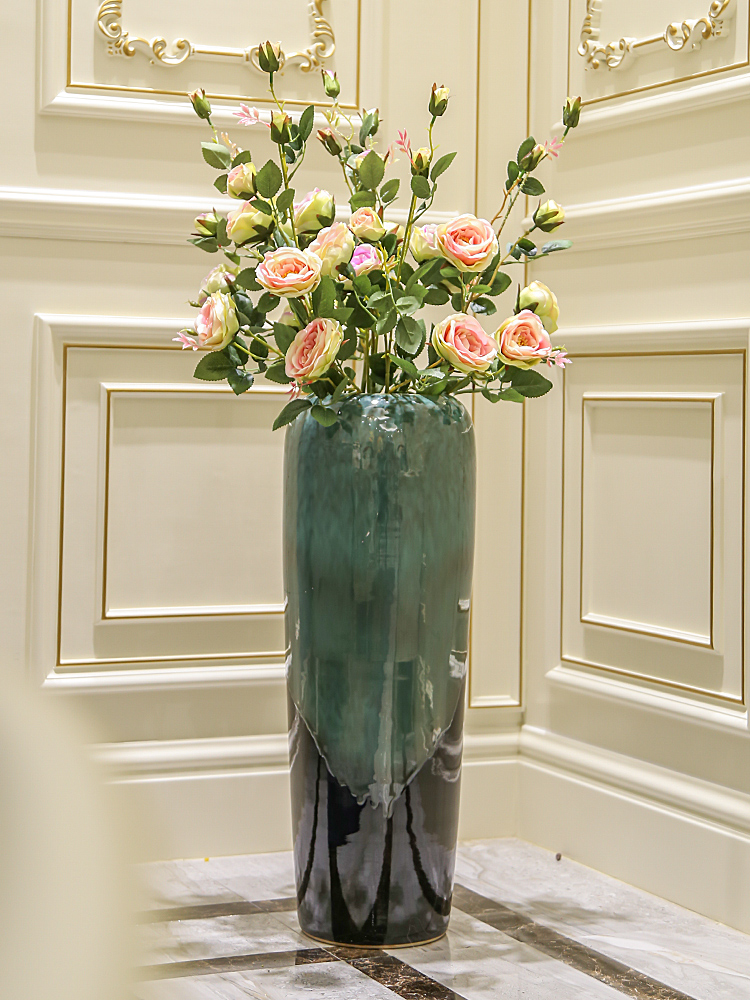 Ceramic floor large vases, flower arranging American living room furnishing articles of Chinese style porch lattice Windows - lucky bamboo bottles