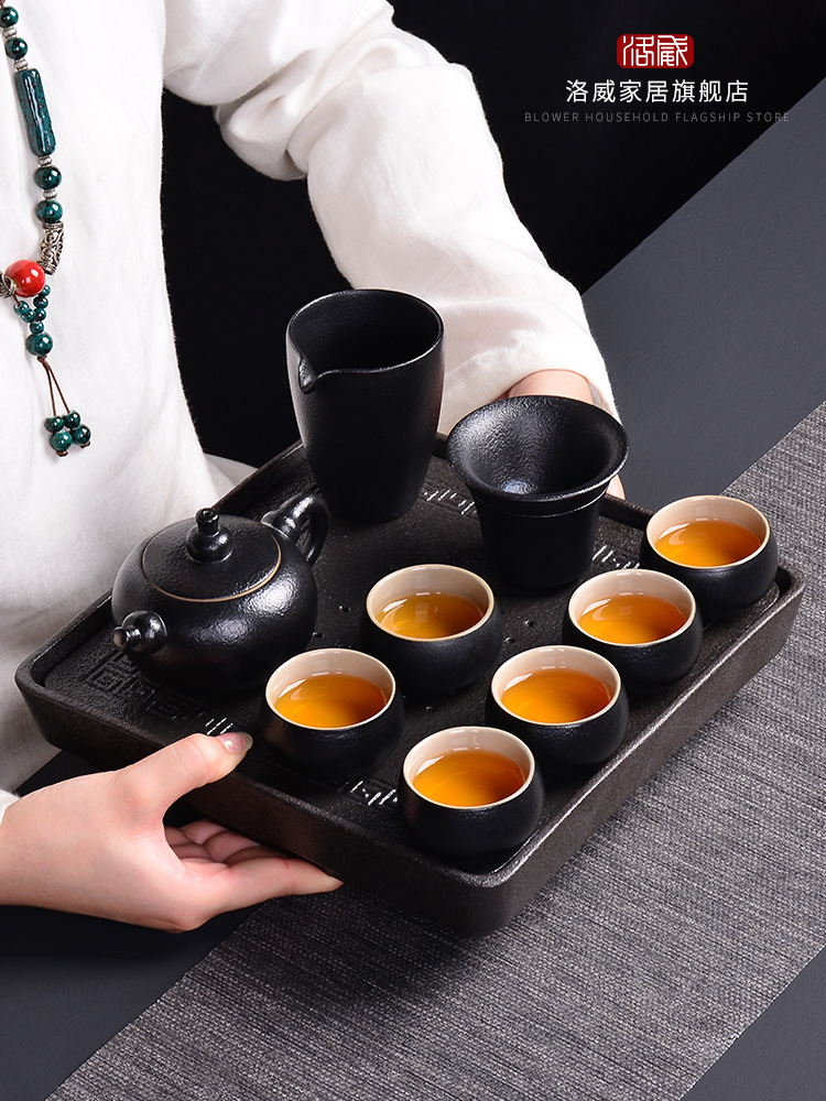 Coarse touch the floor clearance 】 【 jingdezhen ceramic tea set suit household contracted 6 cups of a complete set of the teapot tea tray