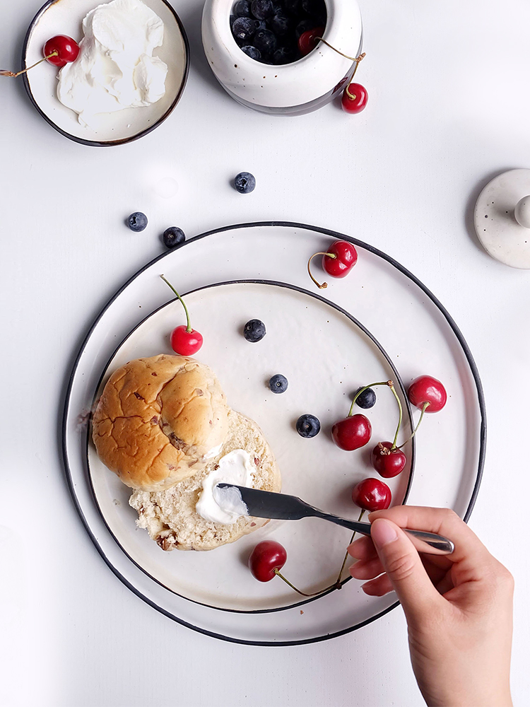 Lototo Japanese ceramics tableware flat plate breakfast steak plate household food dish tray was western - style food plate plate