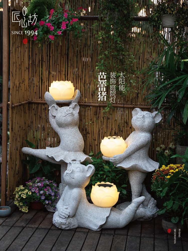 Ingenuity Square phong cách Trung Quốc mới năng lượng mặt trời đèn sân vườn ngoài trời múa ba lê lợn sân sân vườn phong cảnh sân thượng trang trí đèn chiếu sáng sân vườn năng lượng mặt trời đèn năng lượng mặt trời trang trí sân vườn
