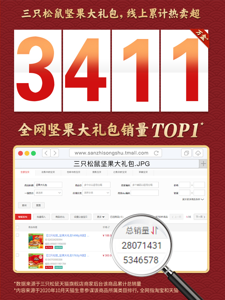 三只松鼠 中秋坚果送礼大礼盒1498g 图4