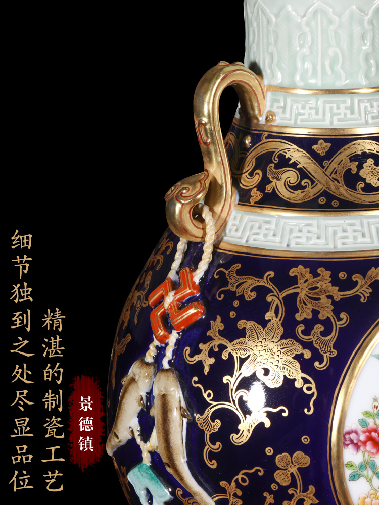 Jingdezhen ceramics vase archaize pastel dress with okho spring bottle of rich ancient frame of Chinese style household ornaments