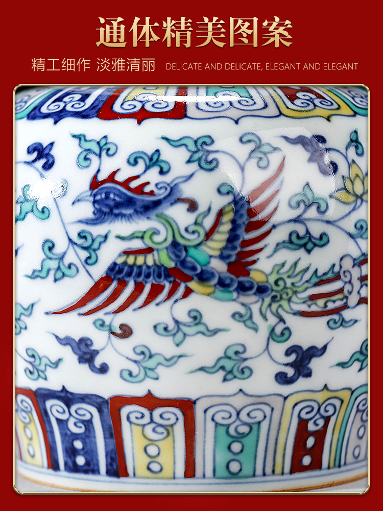 Jingdezhen ceramic tea caddy fixings small wake seal blue bucket color porcelain with cover storage jar. A kilo