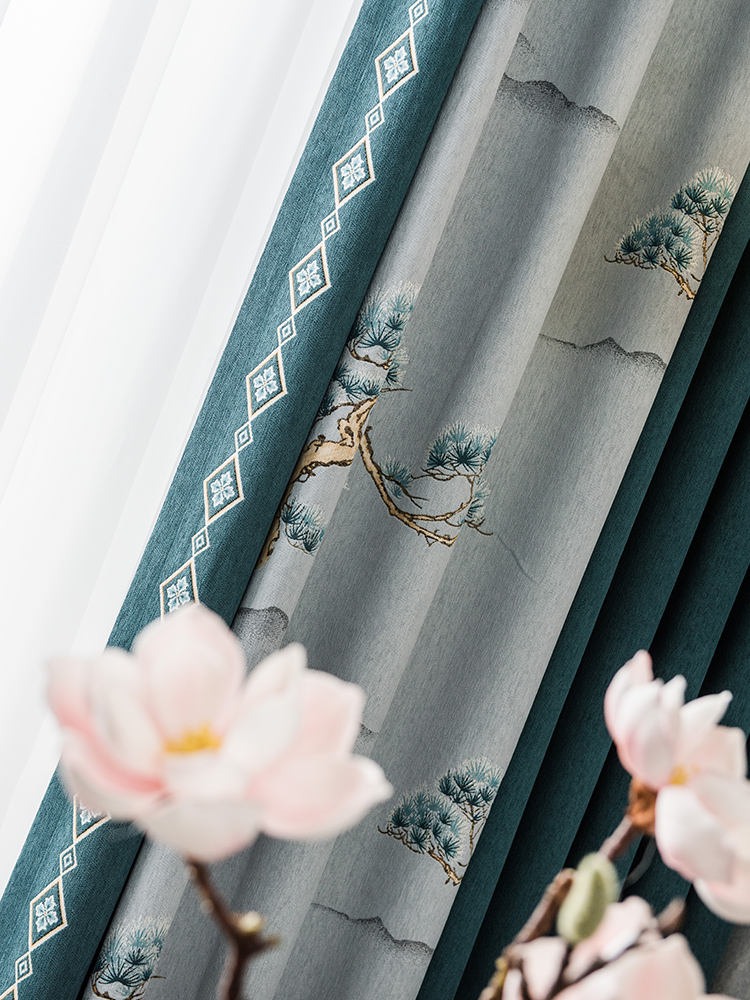 jacquard rèm cửa liền mạch Trung Quốc sống bầu không khí cao cấp phòng Nguyên Đán hiện đại cổ điển theo phong cách hoa Trung Quốc thêu