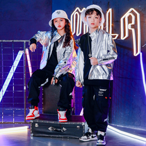 Childrens silver tide street dance leather clothing boys hip-hop style handsome performance girl hiphop catwalk autumn