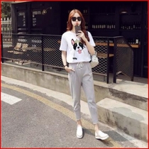 Short-sleeved late T-shirt top two lactation feeding out suit summer mom fashion dress set spicy