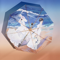 Japan CK sun umbrella womens retro double sunscreen UV five-fold umbrella Ultra-light compact portable parasol abstinence