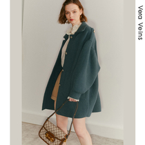 Vera Mousse heavy worsted wool cocoon woolen coat 2021 autumn new long double-sided woolen coat women