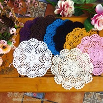 Fresh water lotus handmade crochet flower shooting props cotton Mori vintage nostalgic pastoral decoration round table mat 20cm