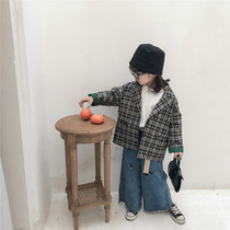 Korean version of the new spring and autumn girls plaid jacket childrens suit jacket male baby Foreign style casual tide childrens coat