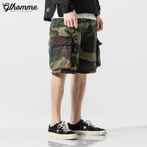 Summer new mens tooling shorts loose straight tube trend casual ins camouflage five-piece trendy brand thin style