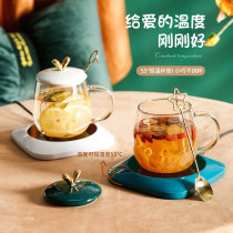 Ceramic office mug heat preservation heating constant temperature warm Cup with lid Spoon gift box Net Red Air gift