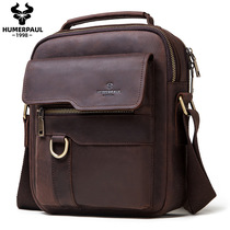 Hummer Paul Mens bag leather skinny shoulder bag business bag leisure style mans backpack small bag skewed