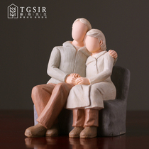 Old mans wedding anniversary decoration creative living room window figure home accessories for parents gifts