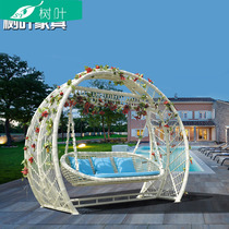 Garden swing outdoor vine hoisting chair outdoor aluminum alloy double swing swing house garden rocking chair