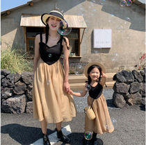 Mother and daughter dress summer dress summer gas new suspension different parent child fashion red dress