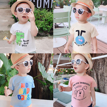 Boys summer clothes Male baby text cartoon short-sleeved T-shirt 1-2-3-4-5-year-old childrens cotton short-sleeved top t-shirt