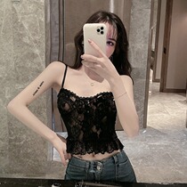 Tide brand 2021 autumn summer new womens sexy bow backless lace sling sling undercover top women