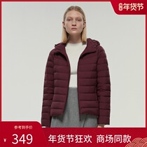 Bosideng light down jacket womens short middle-aged and elderly mothers with fat plus size loose hooded jacket autumn and winter