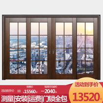 Maiji retractable door balcony living room sliding door moving door glass sliding door custom pure solid wood sliding door