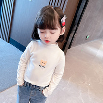 Girls spring and autumn foreign air beating undershirt female baby long sleeve blouse 2021 new children trendy Korean version autumn and half high collar