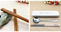 Nanwo Amitabha iron wood chopsticks stainless steel tableware one pack 5 pairs