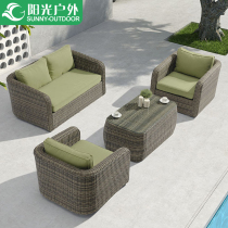Sunshine outdoor rattan sofa rattan table and chair garden courtyard terrace imitation rattan chair rattan art meeting guest sofa balcony furniture
