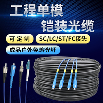 1 2-core outdoor SC-SC armored cable Overhead welding-free fiber optic jumper finished line Carrier-grade outdoor single-mode two-core network cable extension camera monitoring transmission fiber optic cable