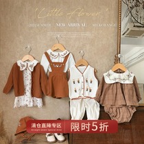 Chen Da Zhu L Ma Female Baby Mori Retro Series Autumn Dress New Baby Vest Female Baby Floral Dress