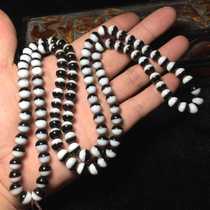 Tibet natural sky pearl real products black and white heaven and earth drugmaker 108 Buddha beads male and female nine eyes shale agate necklace accessories