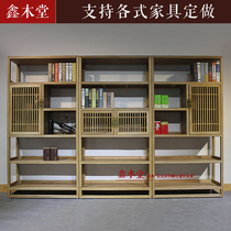 Old elm paint-free tea cabinet display cabinet bookcase combination new Chinese Zen Bogu shelf locker solid wood