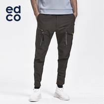 EDCO EDCO fashion mens cargo overalls drawstring feet functional pure cotton washed old street pants