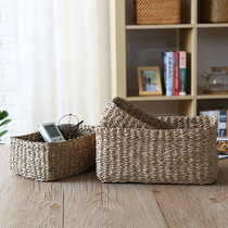 Water straw hand-made rectangular containing box key basket sundries pencil case Desktop chopsticks spoon containing storage box
