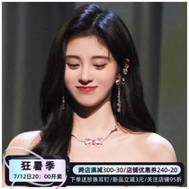 Bow Qian Yi Anqi with the same style: pure desire wind superfairy temperament pink zircons butterfly knot long earthen necklace with necklace necklace
