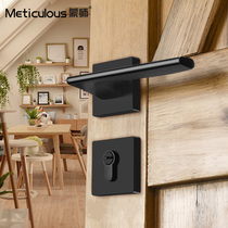 Mengsi American split lock door lock indoor bedroom bathroom black square handle lock solid wood door silent lock