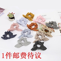 New fashion rabbit ear jewelry hair ornaments Plaid polka dot large intestine circle Cloth art hair circle head flower head ornament