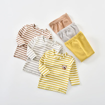 Beiyiner baby clothes autumn and winter suit spring and autumn split male baby Lycra cotton autumn clothes autumn trousers girl two-piece set