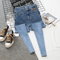 Small Footed Jeans Woman 90% High waist display slim 2022 Spring autumn 100 lap new elastic light color Thunderpants Chauder