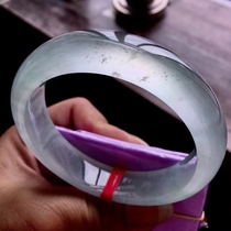 Longyu culture high-grade Myanmar Jade old pit high ice glass growing fluorescent jade ring jade bracelet natural