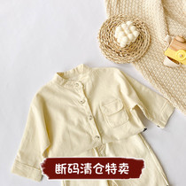 ins childrens clothing shirt 2021 Spring and Autumn new male solid color collar shirt out baby Korean coat tide