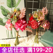 Fake flowers INS Wind great Liflower embroidered ball bouquet emulation floral home living room decoration Decorative Furnishing Wedding with a bouquet of flowers