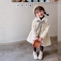 OKAIDI French girl jacket autumn winter clothing 2021 new foreign air children cotton jersey baby Han version thickened cotton suit