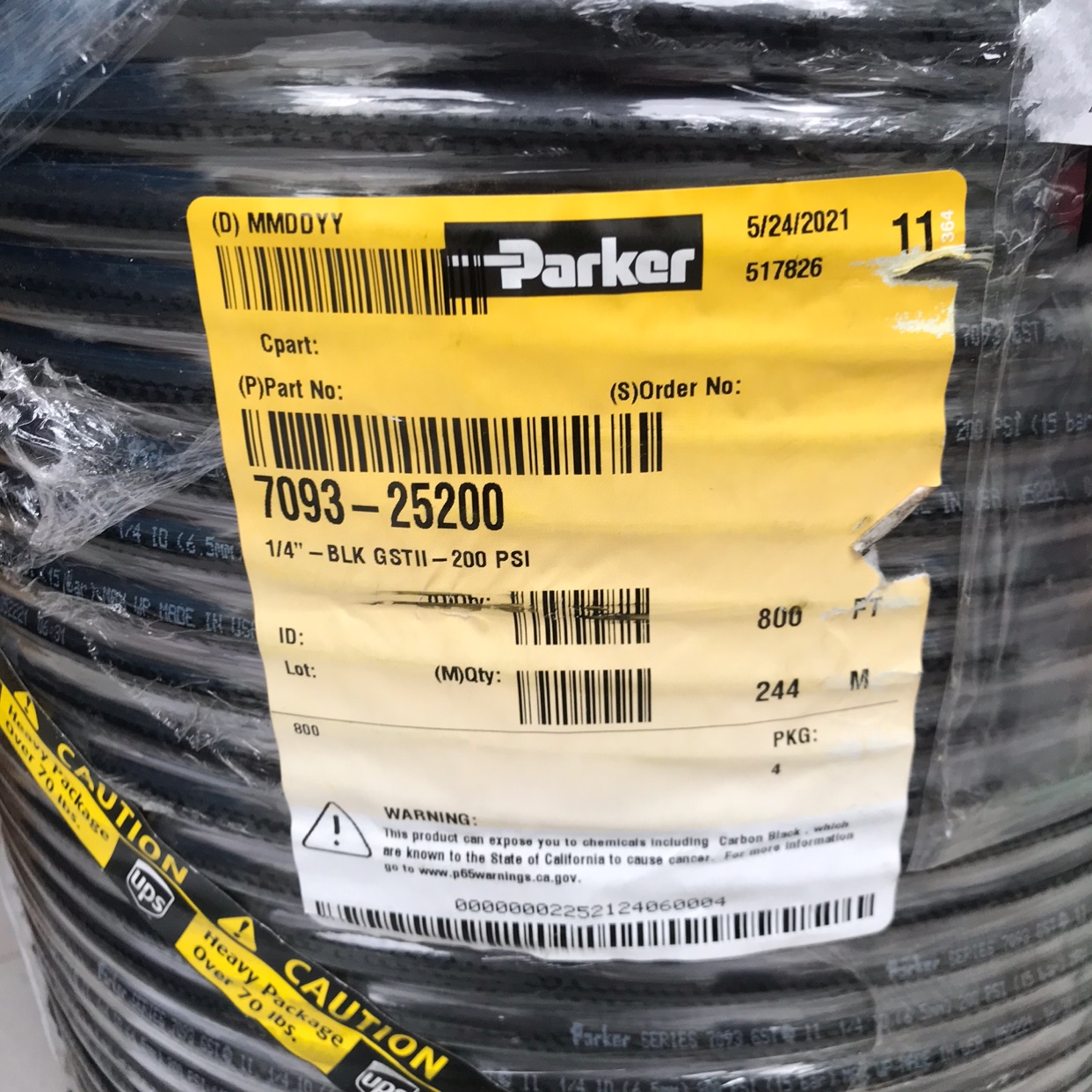 American Parker epdm rubber hose 7093-25200parker EPDM hose trachea 6 3mm