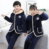 Ten-year-old girl pajamas winter 11 boys Winter girl thick cotton baby sy Autumn Winter children coral velvet plus Cotton