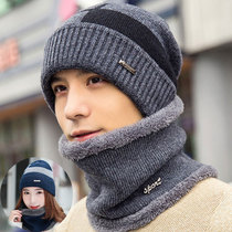 Northeast mens fleece hat scarf winter new fashion middle-aged and elderly cold-proof cotton hat dad knitted wool hat tide