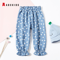 Abckids Childrens clothing Girls  pants Childrens casual pants sports pants 2021 new summer clothes large childrens anti-mosquito pants