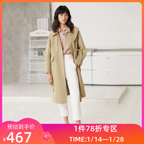 LILY winter new womens clothing young college style full wool wide shoulder lamb leg sleeve strap long woolen coat